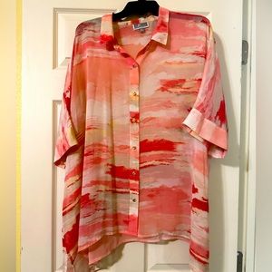 JM Collection beautiful coral long blouse